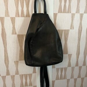 Beautiful Black Italian Leather Dual Crossbody/Backpack
